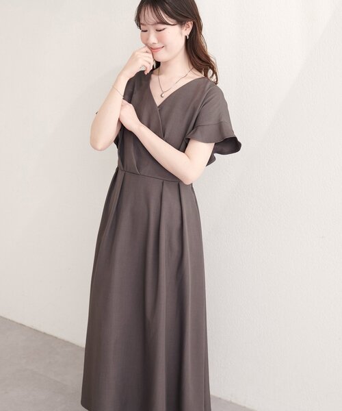 natural couture（ナチュラルクチュール）の「【sherbet line】接触冷感カシュクールフリル袖ワンピース（ワンピース・レディース・ブルー/ブラック/ブラウン系その他/ライトベージュ/ラベンダー/ミント・FREE）」の3枚目の写真