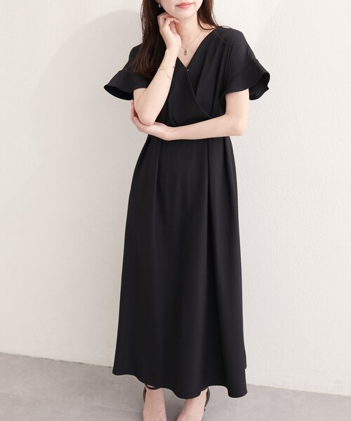 natural couture（ナチュラルクチュール）の「【sherbet line】接触冷感カシュクールフリル袖ワンピース（ワンピース・レディース・ブルー/ブラック/ブラウン系その他/ライトベージュ/ラベンダー/ミント・FREE）」の8枚目の写真