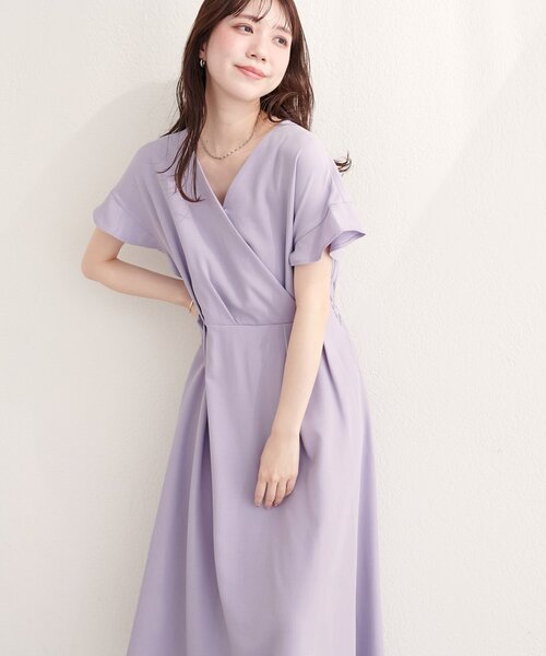 natural couture（ナチュラルクチュール）の「【sherbet line】接触冷感カシュクールフリル袖ワンピース（ワンピース・レディース・ブルー/ブラック/ブラウン系その他/ライトベージュ/ラベンダー/ミント・FREE）」の21枚目の写真