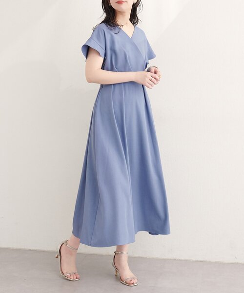 natural couture（ナチュラルクチュール）の「【sherbet line】接触冷感カシュクールフリル袖ワンピース（ワンピース・レディース・ブルー/ブラック/ブラウン系その他/ライトベージュ/ラベンダー/ミント・FREE）」の5枚目の写真