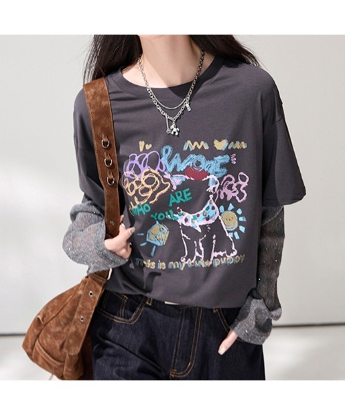 witch(ウイッチ)の「大人上品袖キラキラ切替Tシャツ(Tシャツ/カットソー・レディース・グレー系・FREE)」の13枚目の写真