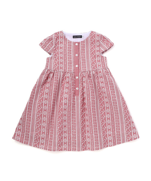 BeBe（ベベ）の「【お揃い】シャンブレーレース刺しゅうストライプワンピース（ワンピース・キッズ・ブルー系その他/レッド系その他・140cm/130cm/150cm/110cm/120cm）」の10枚目の写真