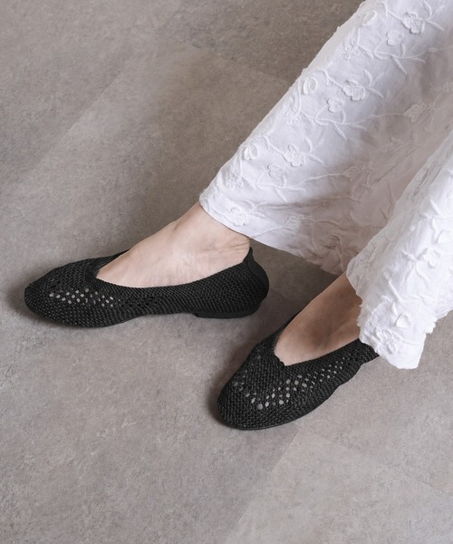 ROSE BUD(ローズバッド)の「【ROSE BUD別注】(Bertuchi x GENE HEAVENS) MESH FLAT SHOES(パンプス・レディース・ブラック・38)」の1枚目の写真