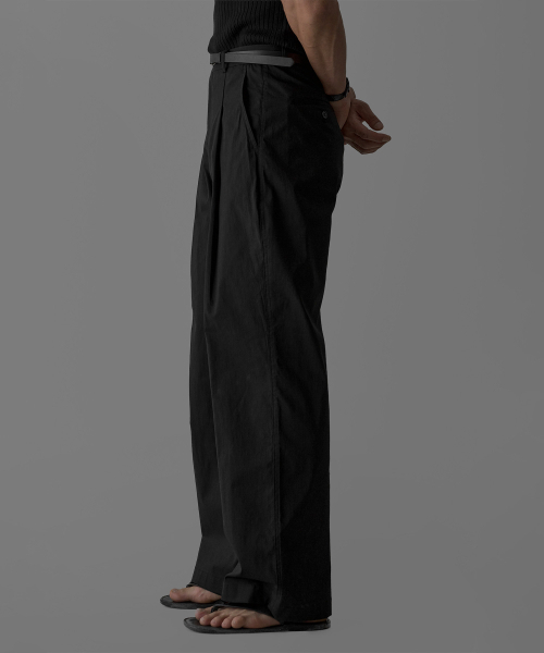 BOWLOW PRODUCT（バウロープロダクト）の「ライトCNツーピンタックパンツ[ブラック]（スラックス・メンズ・その他・MEDIUM/LARGE/X-LARGE）」の3枚目の写真