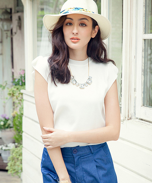 fifth（フィフス）の「ショルダーフリルニットトップス（ニット/セーター・レディース・ネイビー/ブラック/カーキ/ホワイト/ベビーピンク・MEDIUM）」の2枚目の写真