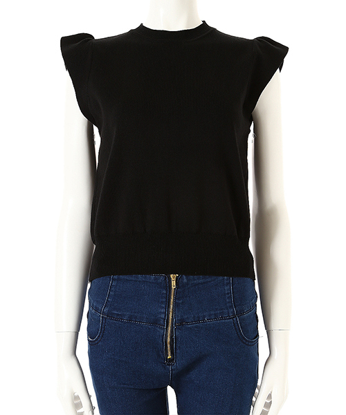 fifth（フィフス）の「ショルダーフリルニットトップス（ニット/セーター・レディース・ネイビー/ブラック/カーキ/ホワイト/ベビーピンク・MEDIUM）」の6枚目の写真