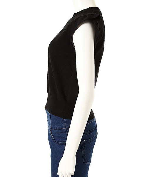 fifth（フィフス）の「ショルダーフリルニットトップス（ニット/セーター・レディース・ネイビー/ブラック/カーキ/ホワイト/ベビーピンク・MEDIUM）」の7枚目の写真