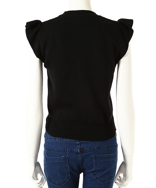 fifth（フィフス）の「ショルダーフリルニットトップス（ニット/セーター・レディース・ネイビー/ブラック/カーキ/ホワイト/ベビーピンク・MEDIUM）」の8枚目の写真