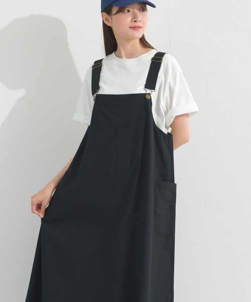 OMNES（オムネス）の「ウォッシュ加工 ダンプジャンパーロングスカート（サロペット/オーバーオール・レディース・イエロー/ベージュ/カーキ/ブラック・FREE）」の12枚目の写真