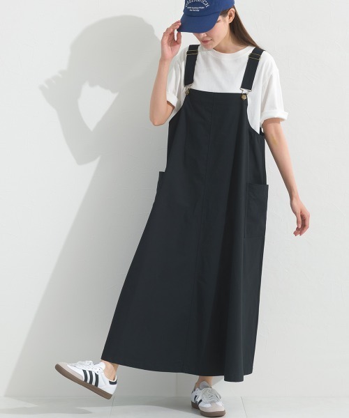 OMNES（オムネス）の「ウォッシュ加工 ダンプジャンパーロングスカート（サロペット/オーバーオール・レディース・イエロー/ベージュ/カーキ/ブラック・FREE）」の8枚目の写真