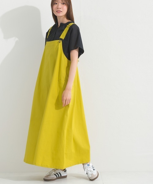 OMNES（オムネス）の「ウォッシュ加工 ダンプジャンパーロングスカート（サロペット/オーバーオール・レディース・イエロー/ベージュ/カーキ/ブラック・FREE）」の18枚目の写真