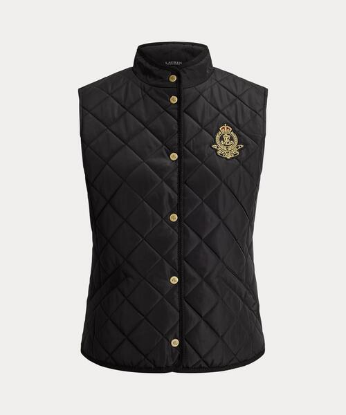 LAUREN RALPH LAUREN（ローレン ラルフ ローレン）の「クレストパッチ コーデュロイトリム キルテッド ベスト（ベスト・レディース・ブラック系1・S/M/L）」の8枚目の写真