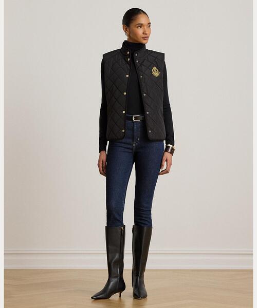 LAUREN RALPH LAUREN（ローレン ラルフ ローレン）の「クレストパッチ コーデュロイトリム キルテッド ベスト（ベスト・レディース・ブラック系1・S/M/L）」の7枚目の写真