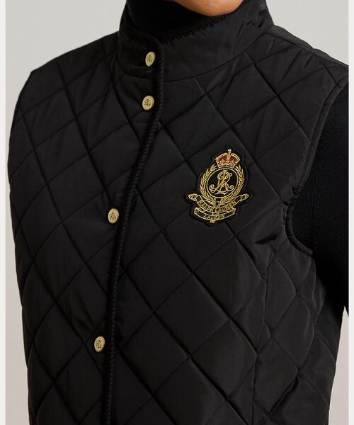LAUREN RALPH LAUREN（ローレン ラルフ ローレン）の「クレストパッチ コーデュロイトリム キルテッド ベスト（ベスト・レディース・ブラック系1・S/M/L）」の5枚目の写真