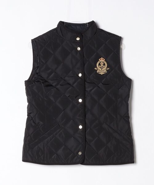 LAUREN RALPH LAUREN（ローレン ラルフ ローレン）の「クレストパッチ コーデュロイトリム キルテッド ベスト（ベスト・レディース・ブラック系1・S/M/L）」の4枚目の写真
