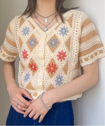 多色花柄カーディガン