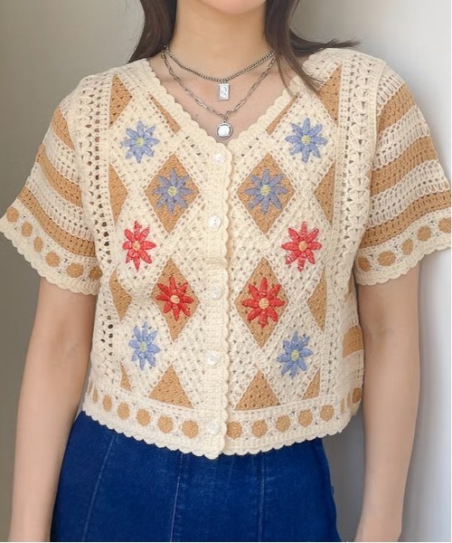 GORGE（ゴージ）の「多色花柄カーディガン（カーディガン/ボレロ・レディース・ベージュ・F）」の3枚目の写真