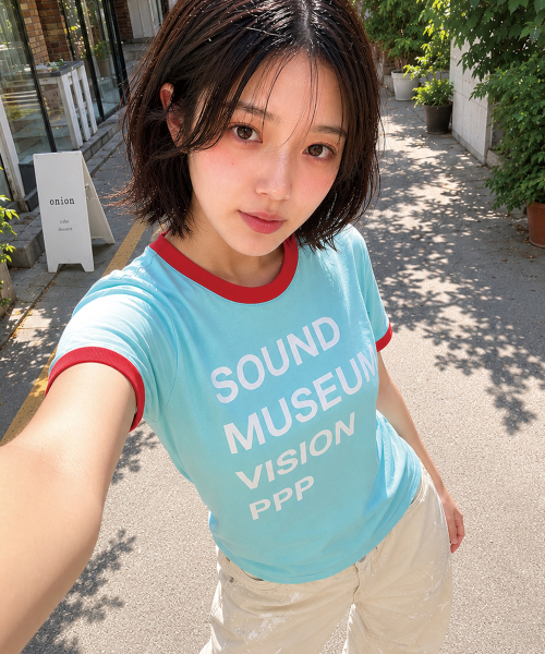 PIEDPIPER(パイド・パイパー)の「サウンドタイポリンガーTシャツブルー(Tシャツ/カットソー・レディース・その他・1/2)」の1枚目の写真