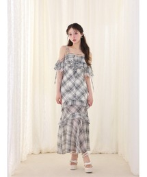 denim docking tiered one piece(eme10389)（ワンピース）｜M me eme