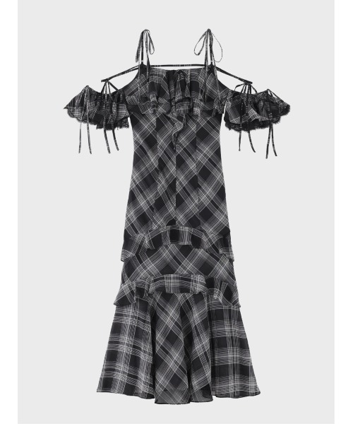 Check chiffon mermaid onepiece(eme11019)（ワンピース）｜M me eme