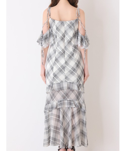 M me eme(エムミーエメ)の「Check chiffon mermaid onepiece(eme11019)(ワンピース・レディース・ブラック/ホワイト・FREE)」の11枚目の写真