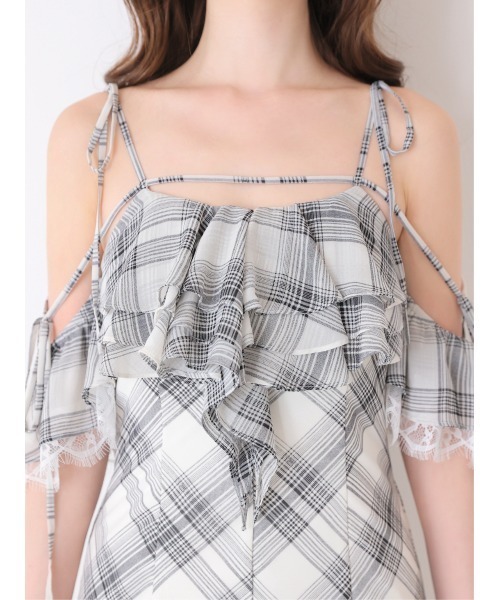 M me eme(エムミーエメ)の「Check chiffon mermaid onepiece(eme11019)(ワンピース・レディース・ブラック/ホワイト・FREE)」の12枚目の写真