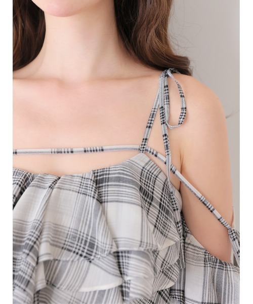 M me eme(エムミーエメ)の「Check chiffon mermaid onepiece(eme11019)(ワンピース・レディース・ブラック/ホワイト・FREE)」の13枚目の写真