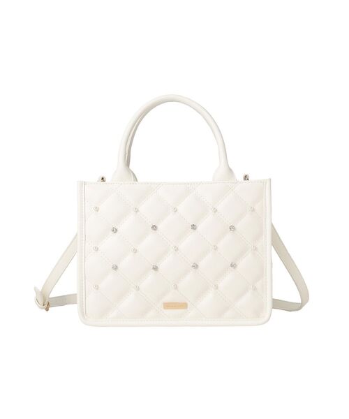 Maison de FLEUR（メゾンドフルール）の「パールビジューキルティングスクエアショルダー（ショルダーバッグ・レディース・ライトブルー/アイボリー・FREE）」の4枚目の写真