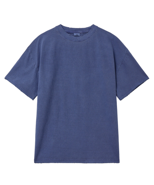 VTWO(ブイツー)の「ヘビーコットンピグメントダメージウォッシュTシャツ(ネイビー)(Tシャツ/カットソー・メンズ・その他・MEDIUM/LARGE)」の2枚目の写真