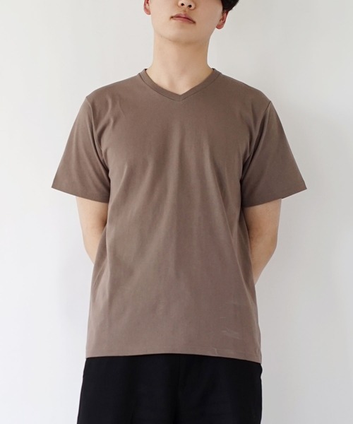 zootie（ズーティー）の「汗しみない Vネック Tシャツ［メンズ］（Tシャツ/カットソー・メンズ・ホワイト/モカ/ダークカーキ・L/M/3L）」の2枚目の写真