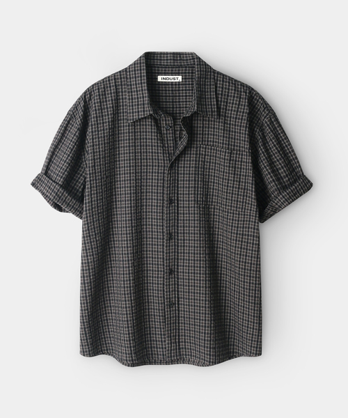 INDUST(インダスト)の「サマーウェイクチェックシャツ_ブラック(シャツ/ブラウス・メンズ・ブラック・1(S)/2(M)/3(L))」の1枚目の写真
