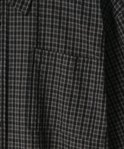 INDUST(インダスト)の「サマーウェイクチェックシャツ_ブラック(シャツ/ブラウス・メンズ・ブラック・1(S)/2(M)/3(L))」の4枚目の写真