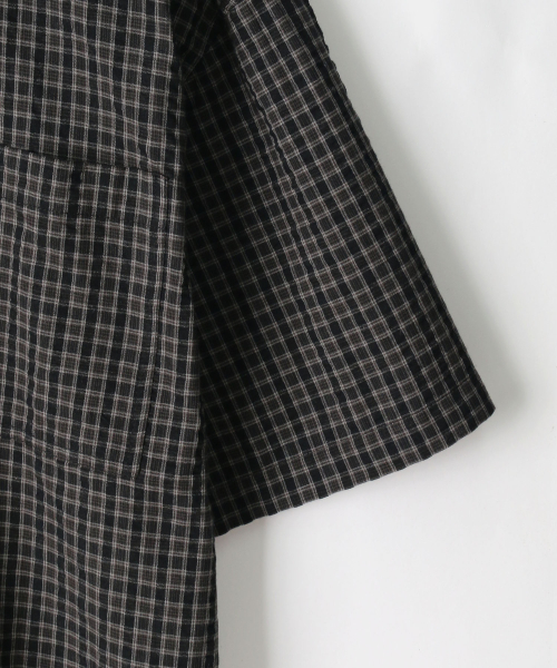 INDUST(インダスト)の「サマーウェイクチェックシャツ_ブラック(シャツ/ブラウス・メンズ・ブラック・1(S)/2(M)/3(L))」の5枚目の写真