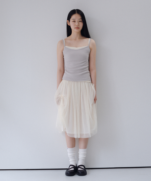 OHESHIO（オヘシオ）の「SHEER DRAPE BANDING SKIRT, IVORY（スカート・レディース・その他・FREE）」の2枚目の写真