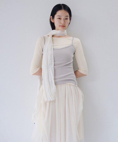 OHESHIO（オヘシオ）の「SHEER DRAPE BANDING SKIRT, IVORY（スカート・レディース・その他・FREE）」の4枚目の写真