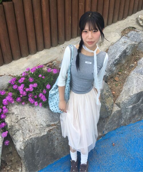 OHESHIO（オヘシオ）の「SHEER DRAPE BANDING SKIRT, IVORY（スカート・レディース・その他・FREE）」の8枚目の写真