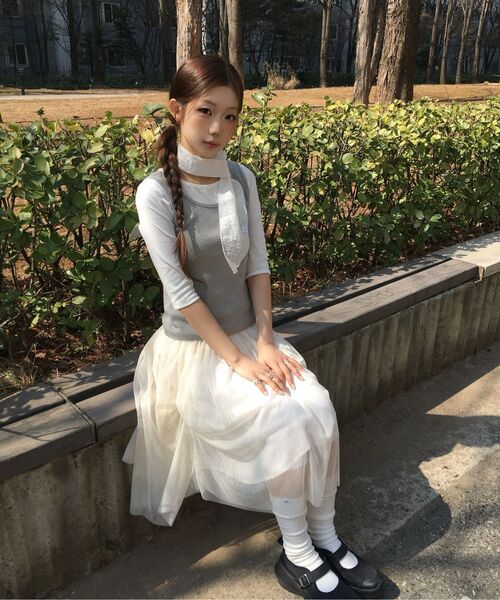 OHESHIO（オヘシオ）の「SHEER DRAPE BANDING SKIRT, IVORY（スカート・レディース・その他・FREE）」の9枚目の写真