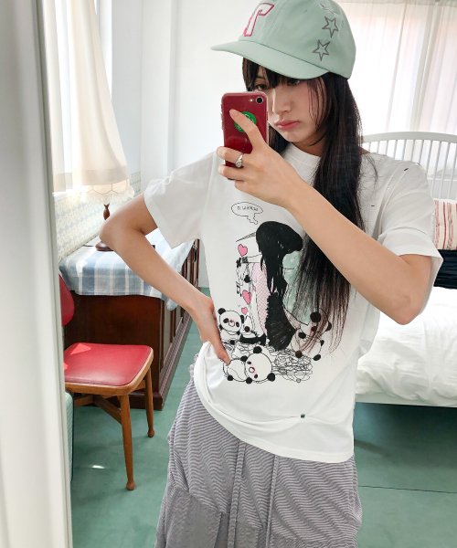セール】HUGYOURSKIN x LUCY ルーズTシャツ（ホワイト）（Tシャツ 