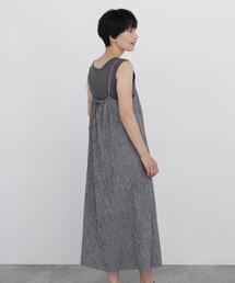 ◆【丈感調整可 / ウォッシャブル】高島ちぢみチェックキャミワンピース