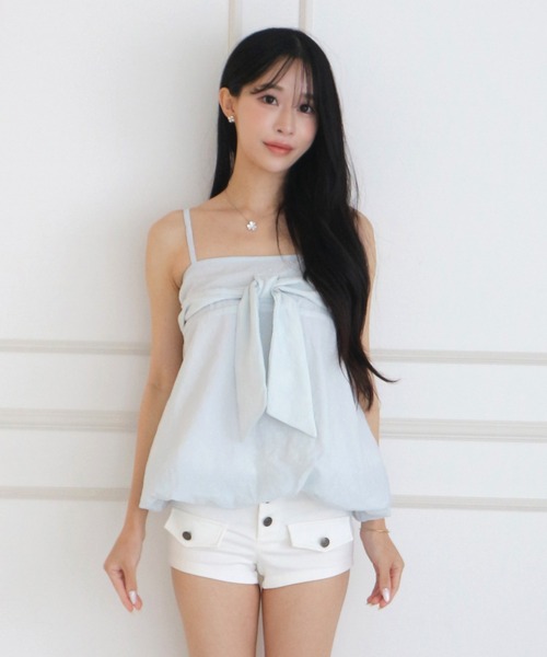 ALLuRing ChaRm(アリュリングチャーム)の「Big Ribbon Balloon Dot Peplum / ビッグリボンバルーンドットペプラム(キャミソール・レディース・ホワイト/ライトブルー・FREE)」の12枚目の写真