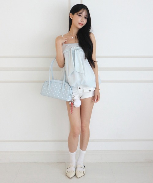 ALLuRing ChaRm(アリュリングチャーム)の「Big Ribbon Balloon Dot Peplum / ビッグリボンバルーンドットペプラム(キャミソール・レディース・ホワイト/ライトブルー・FREE)」の17枚目の写真