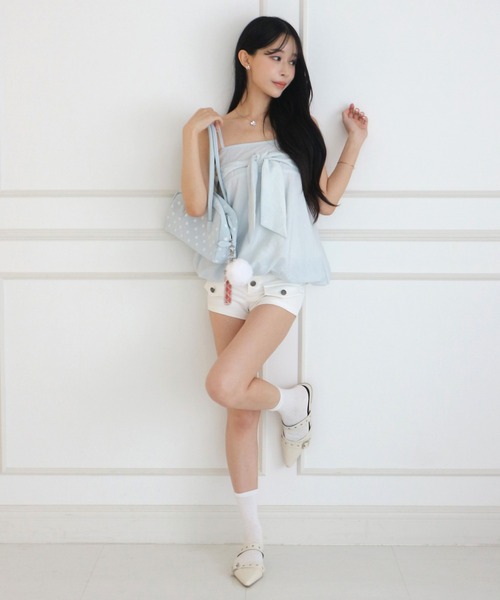 ALLuRing ChaRm(アリュリングチャーム)の「Big Ribbon Balloon Dot Peplum / ビッグリボンバルーンドットペプラム(キャミソール・レディース・ホワイト/ライトブルー・FREE)」の18枚目の写真