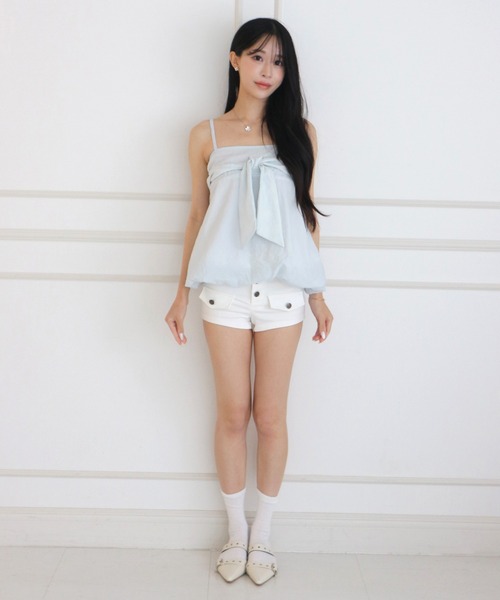 ALLuRing ChaRm(アリュリングチャーム)の「Big Ribbon Balloon Dot Peplum / ビッグリボンバルーンドットペプラム(キャミソール・レディース・ホワイト/ライトブルー・FREE)」の16枚目の写真