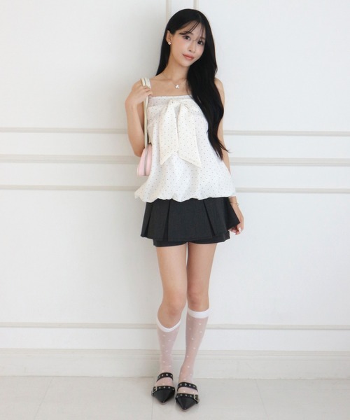 ALLuRing ChaRm(アリュリングチャーム)の「Big Ribbon Balloon Dot Peplum / ビッグリボンバルーンドットペプラム(キャミソール・レディース・ホワイト/ライトブルー・FREE)」の9枚目の写真