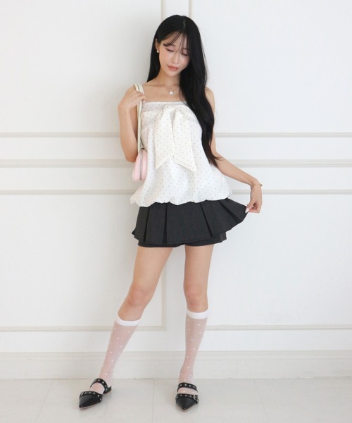 ALLuRing ChaRm(アリュリングチャーム)の「Big Ribbon Balloon Dot Peplum / ビッグリボンバルーンドットペプラム(キャミソール・レディース・ホワイト/ライトブルー・FREE)」の10枚目の写真
