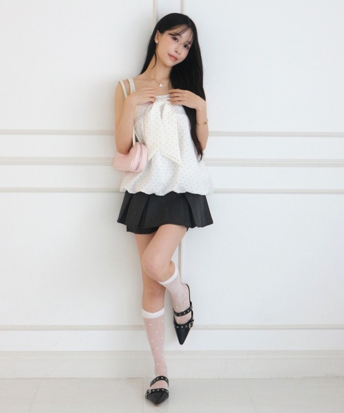 ALLuRing ChaRm(アリュリングチャーム)の「Big Ribbon Balloon Dot Peplum / ビッグリボンバルーンドットペプラム(キャミソール・レディース・ホワイト/ライトブルー・FREE)」の11枚目の写真