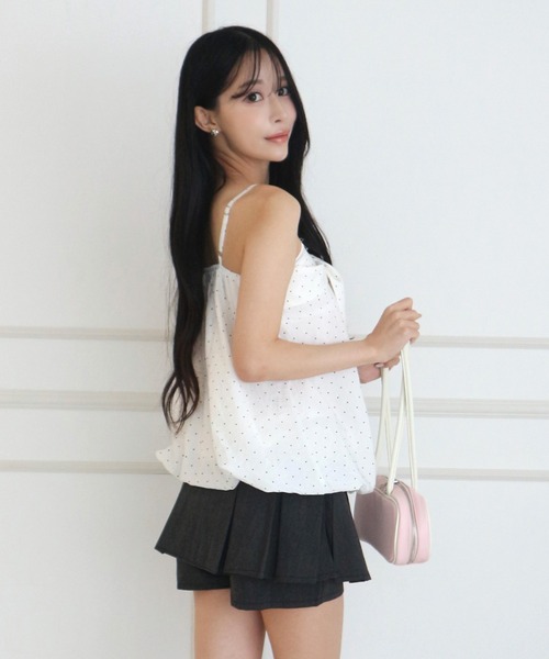 ALLuRing ChaRm(アリュリングチャーム)の「Big Ribbon Balloon Dot Peplum / ビッグリボンバルーンドットペプラム(キャミソール・レディース・ホワイト/ライトブルー・FREE)」の5枚目の写真