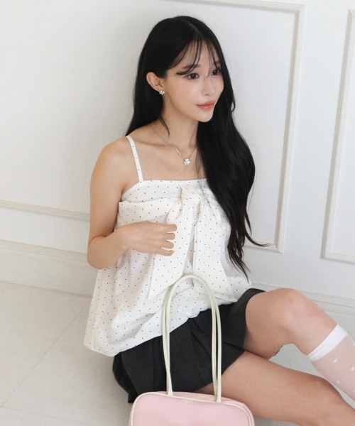 ALLuRing ChaRm(アリュリングチャーム)の「Big Ribbon Balloon Dot Peplum / ビッグリボンバルーンドットペプラム(キャミソール・レディース・ホワイト/ライトブルー・FREE)」の7枚目の写真