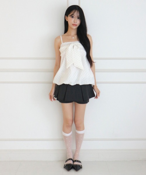 ALLuRing ChaRm(アリュリングチャーム)の「Big Ribbon Balloon Dot Peplum / ビッグリボンバルーンドットペプラム(キャミソール・レディース・ホワイト/ライトブルー・FREE)」の8枚目の写真