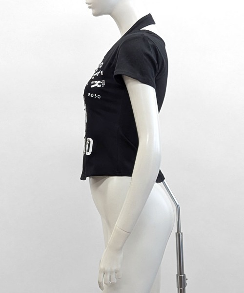 REMUR(レミュール)の「ベルトデザインプリントTシャツ(Tシャツ/カットソー・レディース・ホワイト/ブラック・FREE)」の16枚目の写真